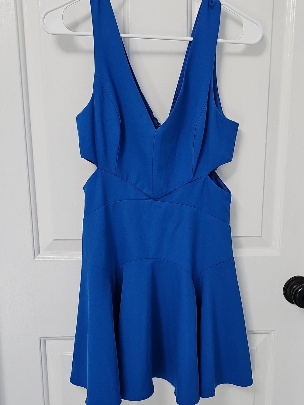 Mustard Seed Royal Blue V-Neck Flared Mini Dress